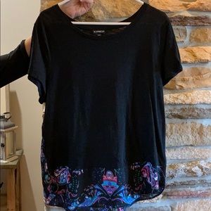 Black tee with floral bottom